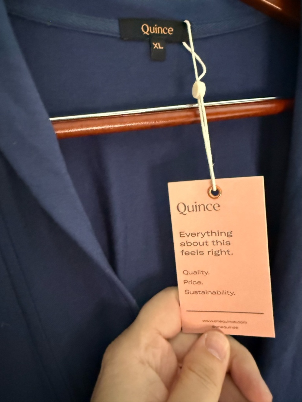 NWT Quince Tencel Jersey Midi Wrap Dress in Navy Blue